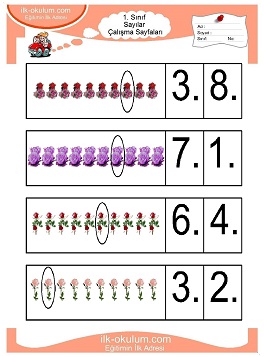 Çocuklar İçin Sayılar Çalışma Sayfaları 